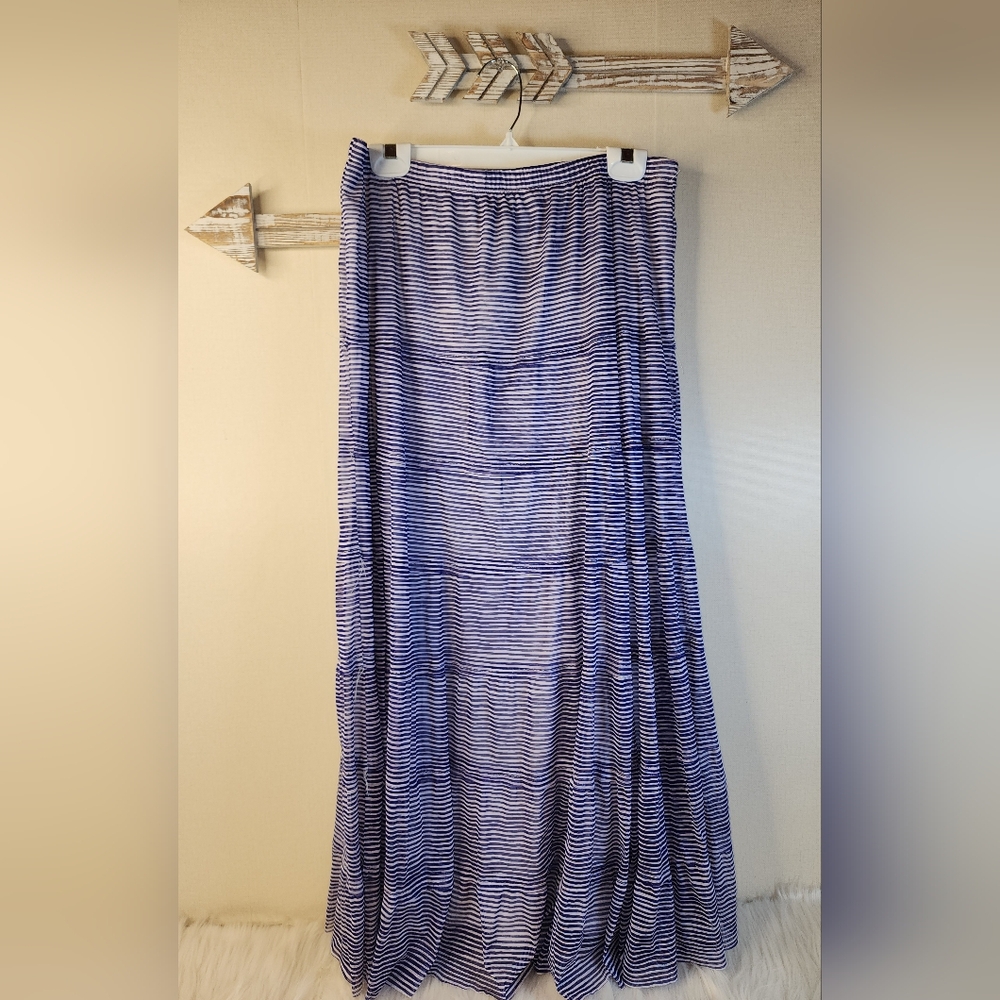For Cynthia, Navy Purple and White Maxi Skirt XLarge - Picture 1 of 4